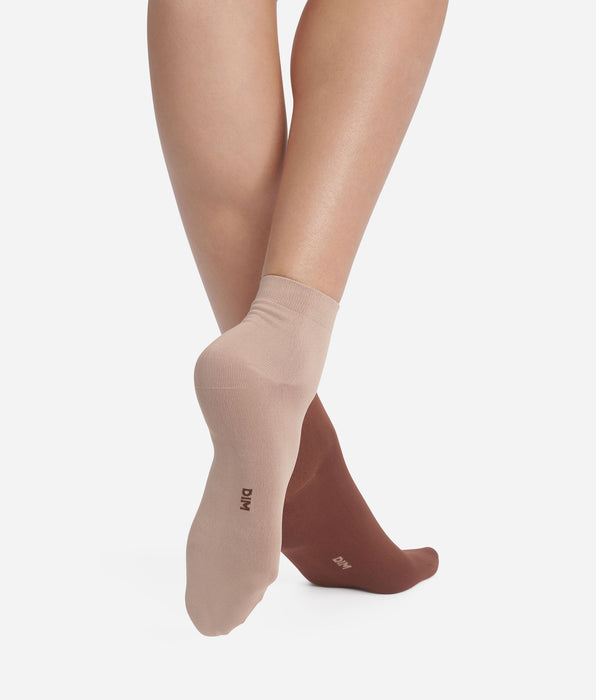 DIM Pack de 2 pares de calcetines para mujer Taupe Café Skin