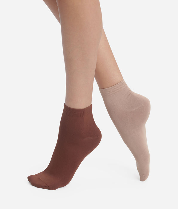 DIM Pack de 2 pares de calcetines para mujer Taupe Café Skin