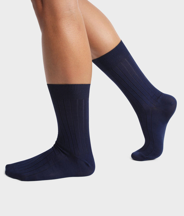 DIM Pack de 2 pares de calcetines de hombre de hilo escocés Azul