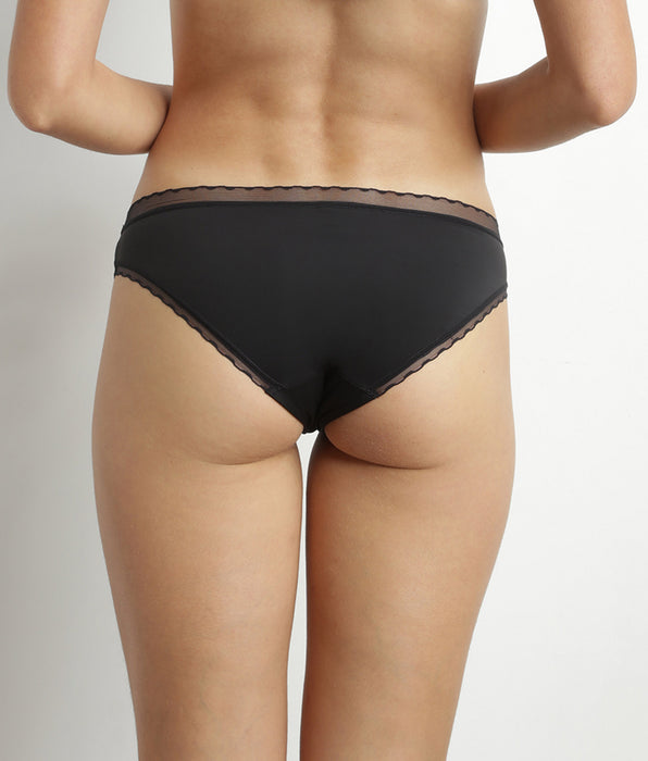 DIM Slip mujer microfibra y tul Negro Dim Daily Confort