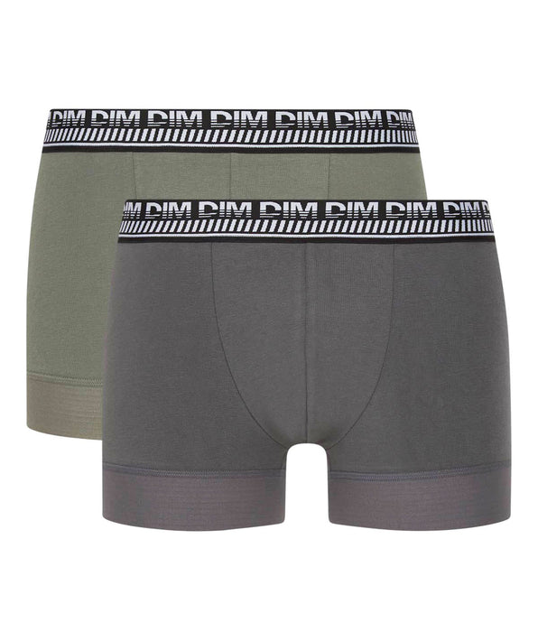DIM Juego de bóxers para hombre en algodón elástico Verde Oliva Stay and Fit