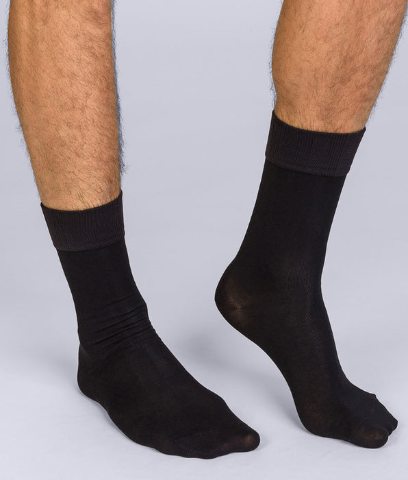 DIM Pack de 2 pares de calcetines de media pantorrilla negros hombre Soft Touch