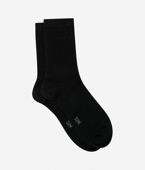 DIM Calcetines lisos negros de lana suave para mujer