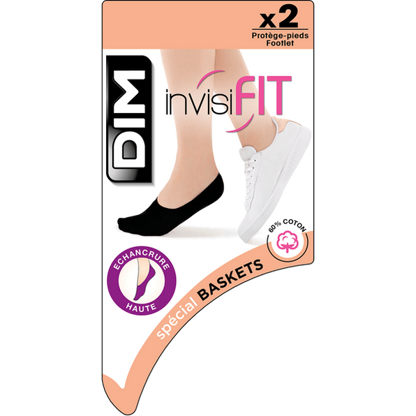 DIM Pack de 2 salvapies blancos especial deportivas antiolor InvisiFit 107D