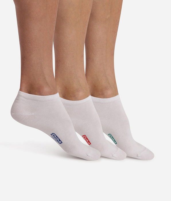 DIM Lote de 3 pares de calcetines bajos blancos de algodón para hombre