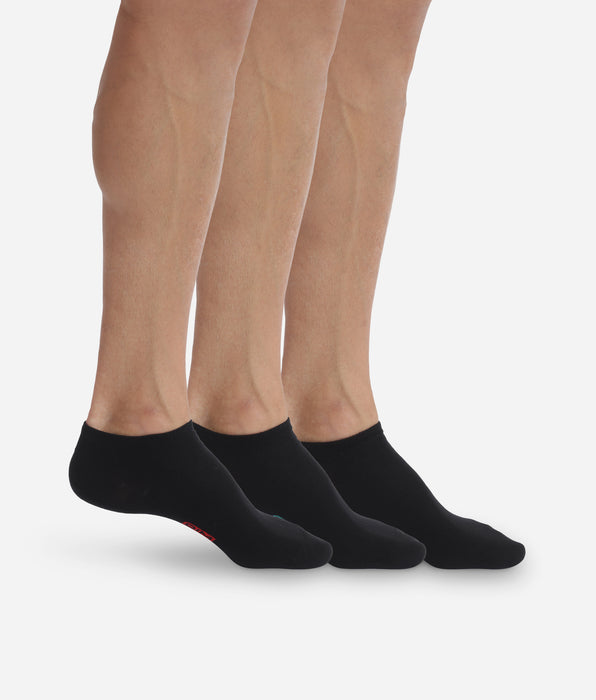 DIM Lote de 3 pares de calcetines bajos invisibles negros para hombre