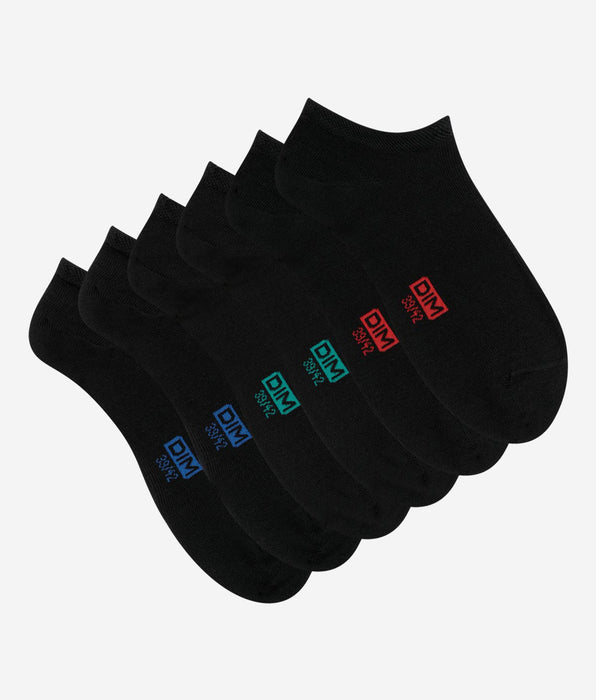 DIM Lote de 3 pares de calcetines bajos invisibles negros para hombre