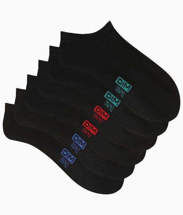 DIM Pack de 3 pares de calcetines cortos para hombre Negro Dim Algodón