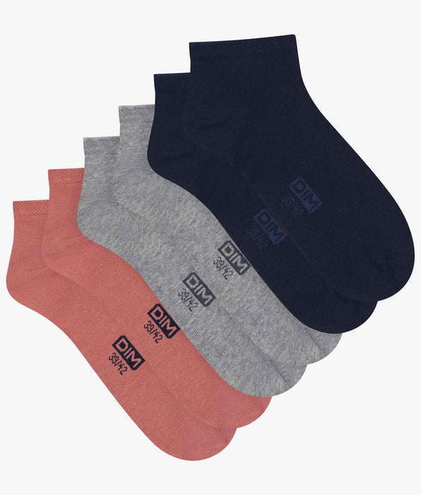 DIM Pack de 3 pares de calcetines de algodón rosa marino para hombre Dim