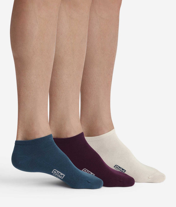 DIM Pack de 3 pares de calcetines de algodón azul violeta para hombre