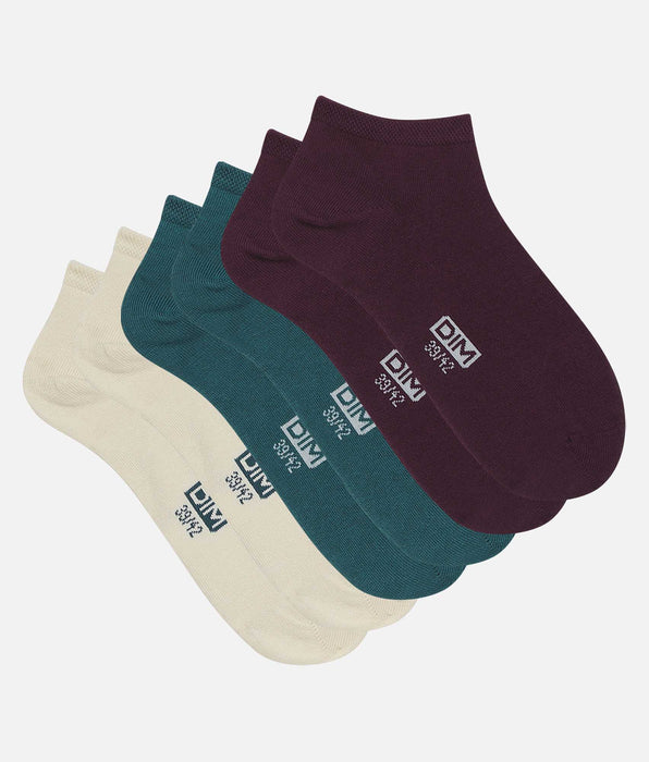 DIM Pack de 3 pares de calcetines de algodón azul violeta para hombre