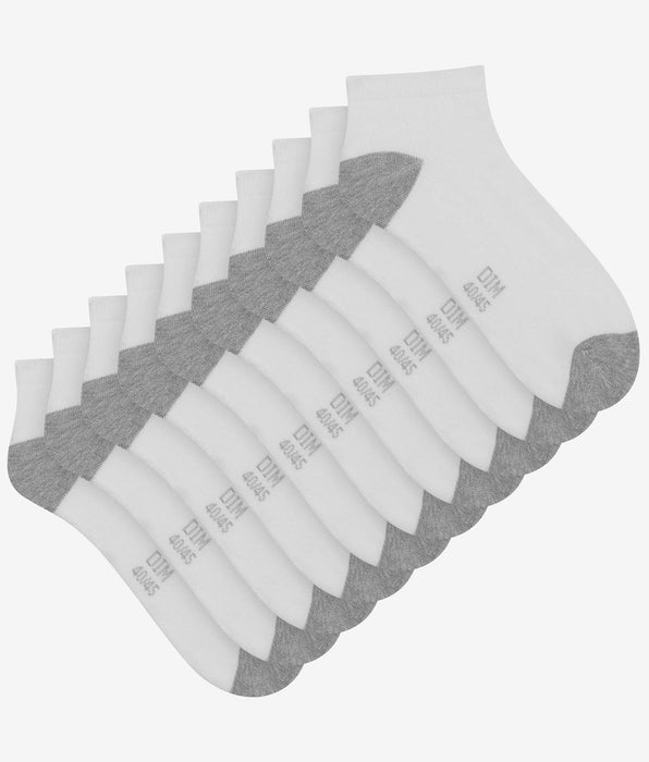 DIM Pack de 5 pares de calcetines bajos de hombre de algodón blanco EcoDim Sport