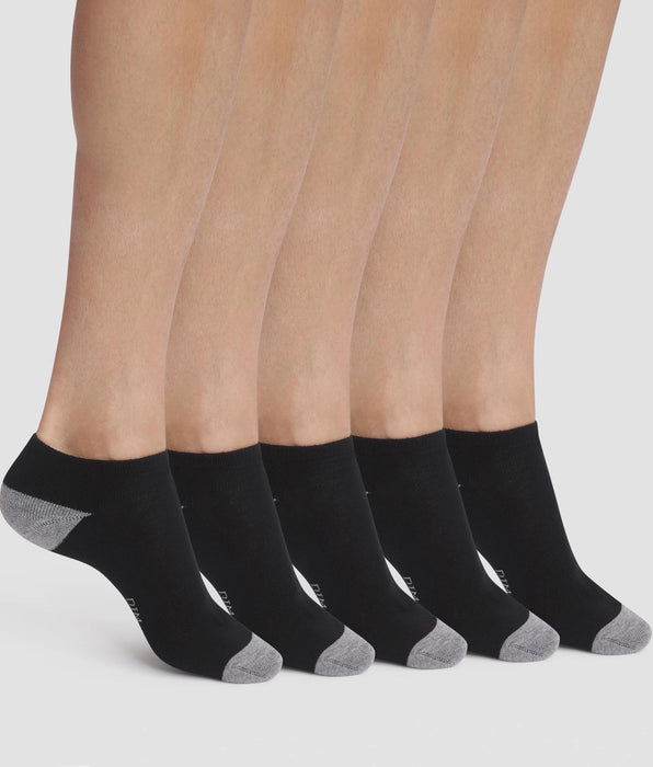 DIM Pack de 5 pares de calcetines para hombre bajos de algodón negro EcoDim Sport