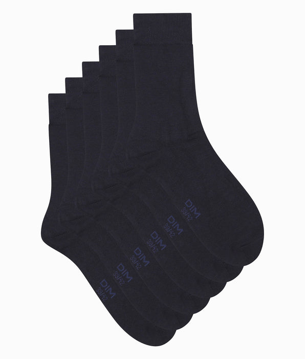 DIM Pack de 3 pares de calcetines de hombre de algodón azul marino Dim Coton