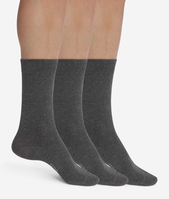 DIM Pack de 3 pares de calcetines de hombre de algodón gris Dim Coton