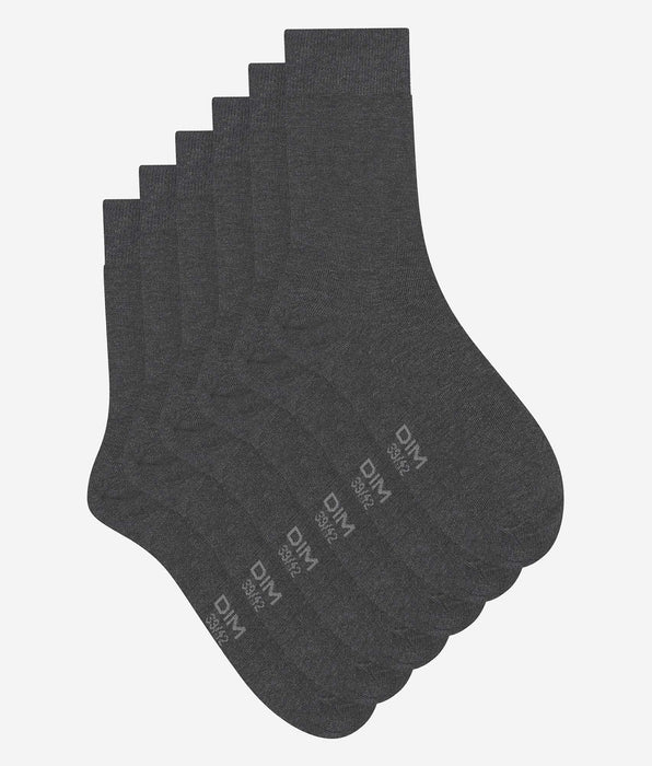 DIM Pack de 3 pares de calcetines de hombre de algodón gris Dim Coton