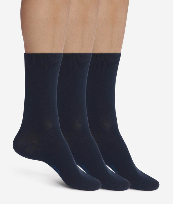 DIM Pack de 3 pares de calcetines para hombre de algodón azul marino Dim Coton Confort