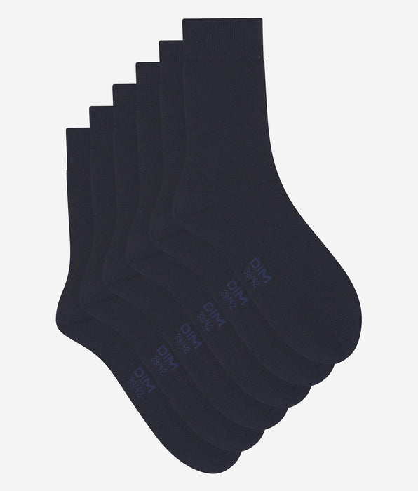 DIM Pack de 3 pares de calcetines para hombre de algodón azul marino Dim Coton Confort