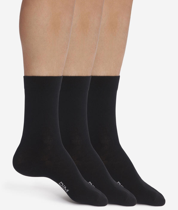 DIM Pack de 3 pares de calcetines de algodón para hombre negros Dim Coton Confort