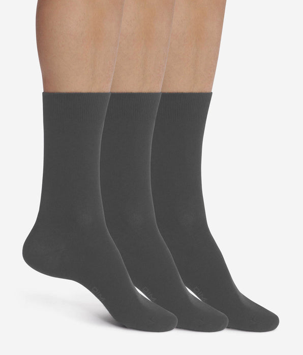 DIM Pack de 3 pares de calcetines de algodón para hombre gris antracita Dim Coton Confort