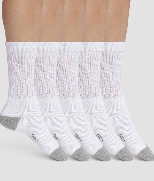 DIM Pack de 5 pares de calcetines de hombre de algodón blanco y gris claro EcoDim Sport