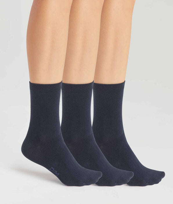 DIM Pack de 3 pares de calcetines de mujer de algodón Azul Marino Dim