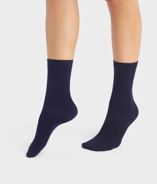 DIM Pack de 2 pares de calcetines de mujer de viscosa de bambú azul marino Dim Bambou