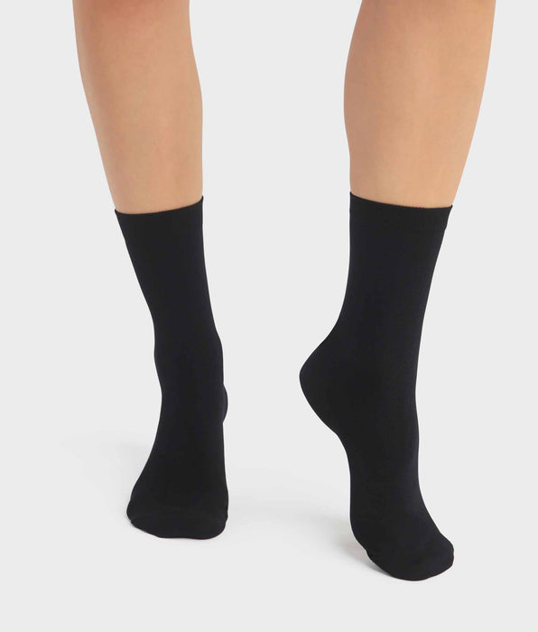 DIM Pack de 2 pares de calcetines de mujer negros de viscosa de bambú Dim Bambou