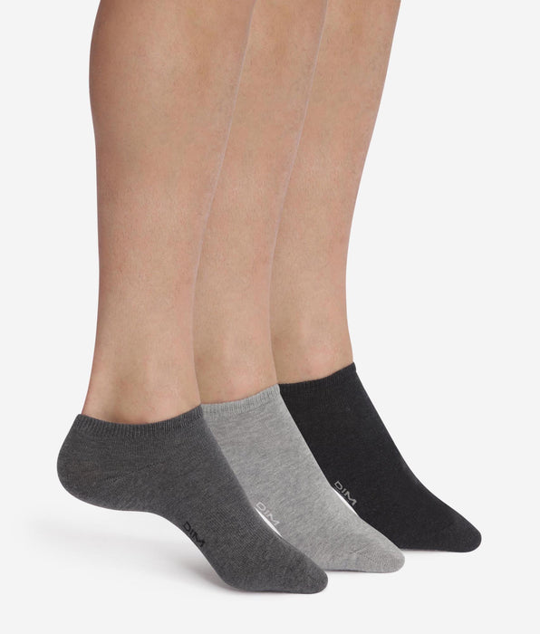 DIM Pack de 3 pares de calcetines de hombre cortos negros y grises de Dim