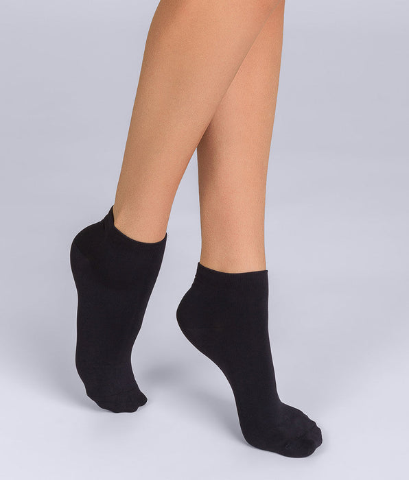 DIM Pack de 2 calcetines bajos cortos negros Skin para mujer