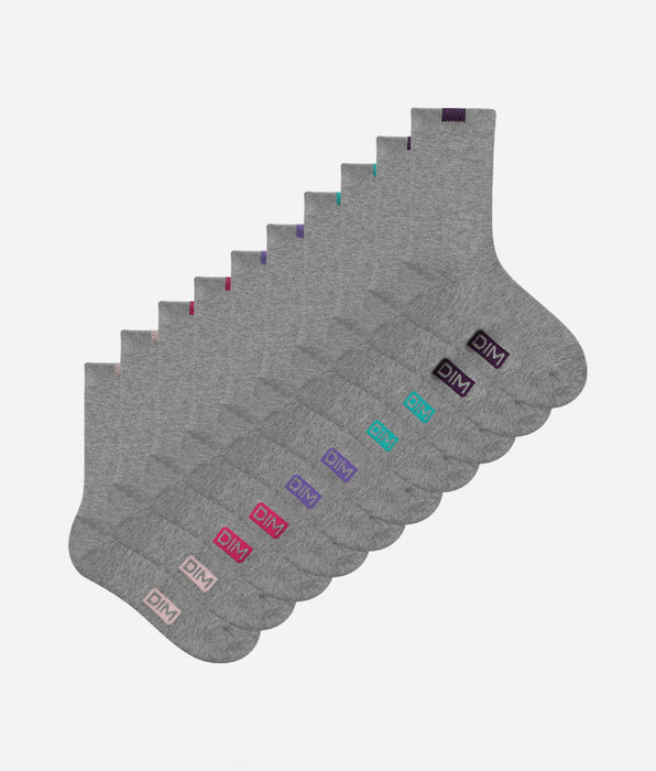 DIM Pack de 5 pares de calcetines de mujer de mezcla de algodón Gris Claro ECODIM