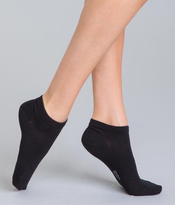 DIM Pack de 2 pares de calcetines bajos negros de algodón mujer