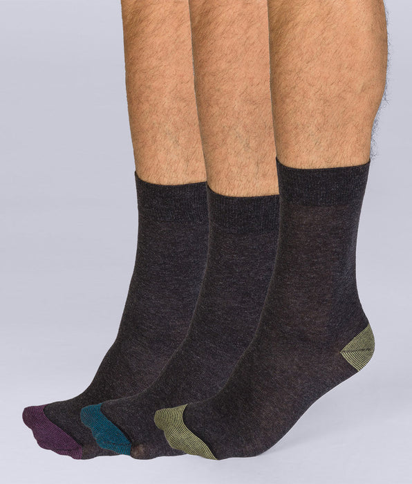 DIM Lote de 3 calcetines de media pantorrilla Mix and Match para hombre Coton Style