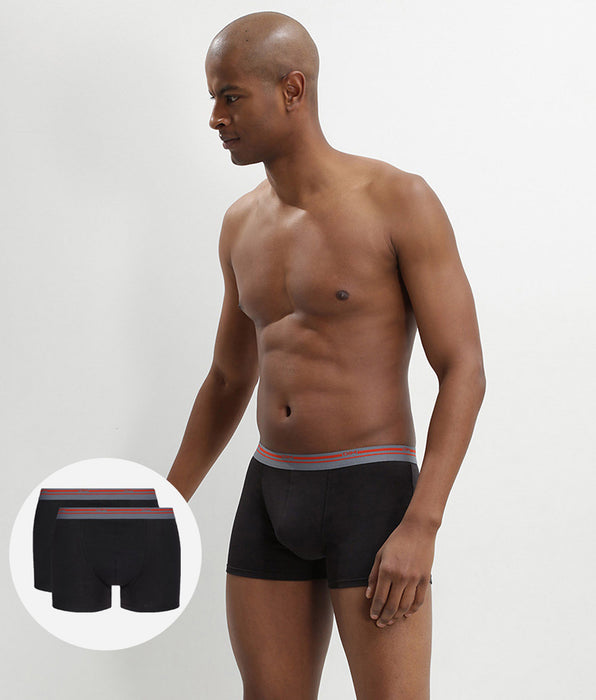 DIM Pack de 2 bóxers de algodón elástico negros para hombre Daily Colors