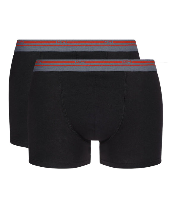 DIM Pack de 2 bóxers de algodón elástico negros para hombre Daily Colors