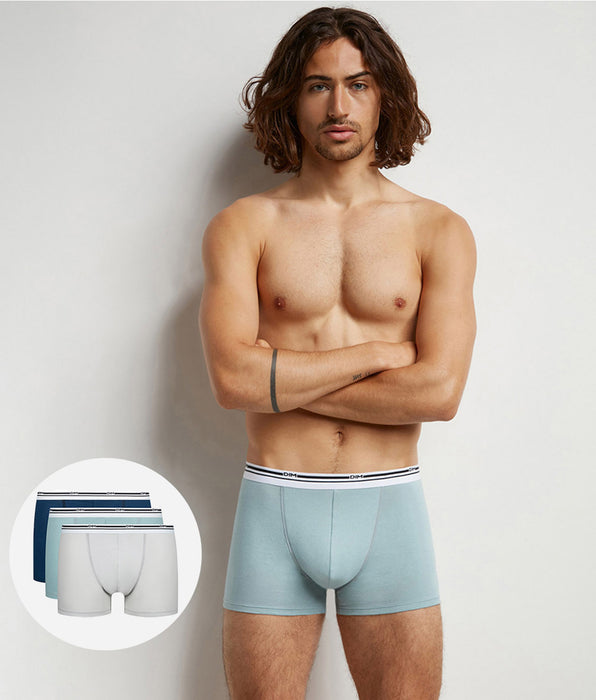 DIM Pack de 3 bóxer de hombre algodón elástico Azul Gris Classic Colors