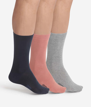 Pack de 3 pares de calcetines de algodón para hombre Navy Pink Dim