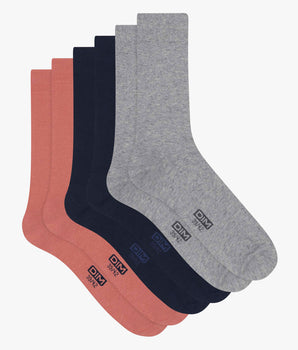Pack de 3 pares de calcetines de algodón para hombre Navy Pink Dim