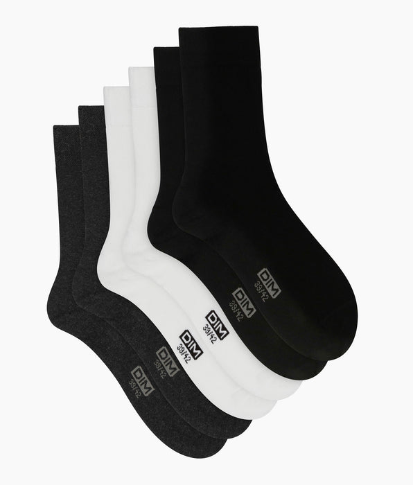 DIM Pack de 3 pares de calcetines bajos para hombre Gris Tuxedo Beige Algodón