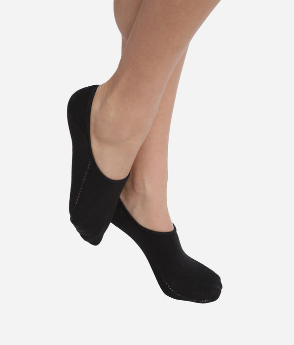 DIM Calcetines cortos de mujer especiales para zapatillas deportivas, de algodón, negros, Dim Invisifit