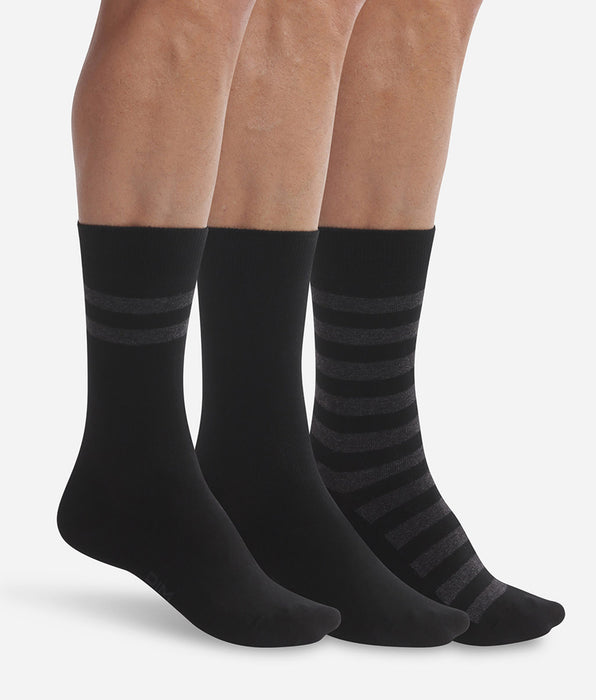 DIM Pack de 3 pares de calcetines negros a rayas para hombre Dim Coton Style