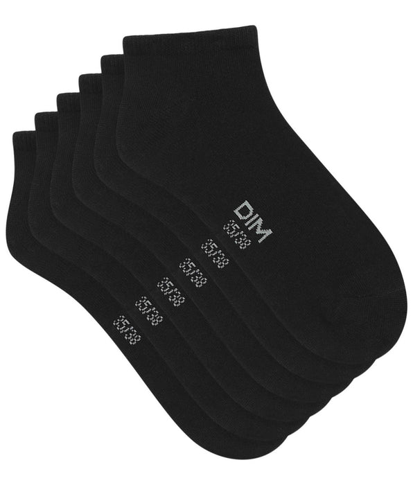 DIM Pack de 3 pares de calcetines para mujer cortos de algodón negro Dim Coton