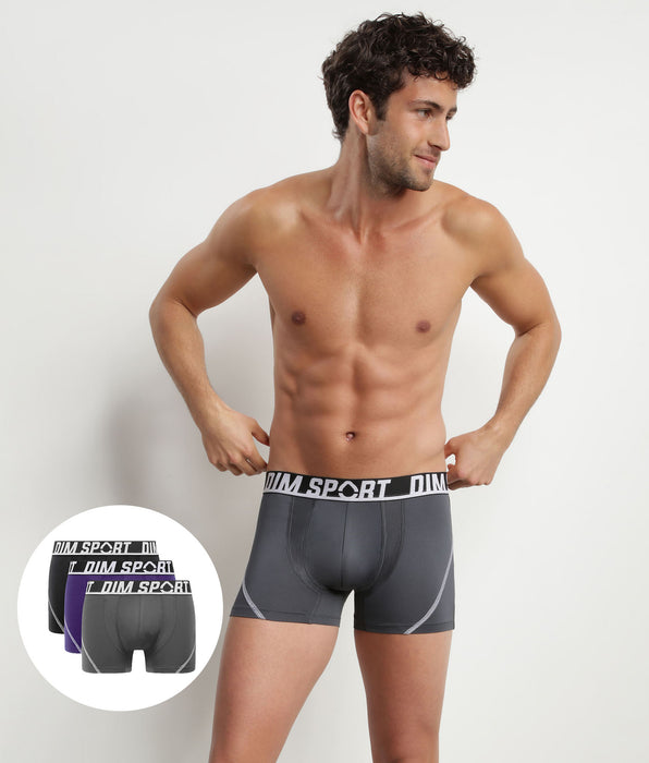 DIM Pack de 3 bóxers de hombre en microfibra termorreguladora Violeta Dim Sport