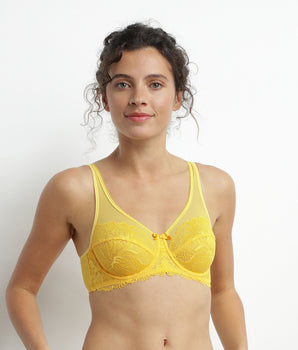 Sujetador push-up de encaje amarillo Dim Generous Essentiel
