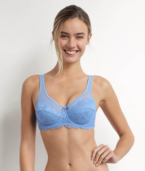 Sujetador push-up de encaje azul Dim Generous Essentiel