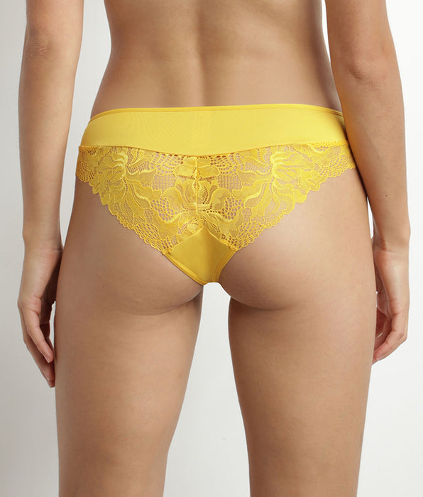 DIM Braga de mujer de microfibra y encaje Amarillo Dim Generous Essentiel
