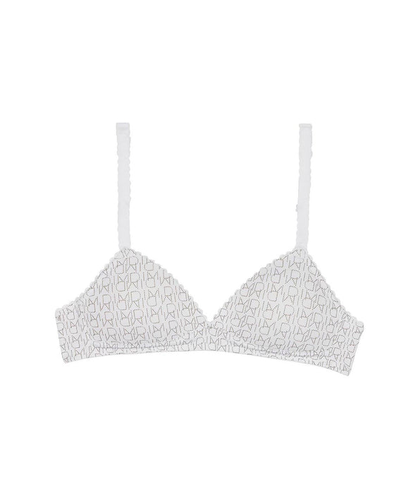 DIM Sujetador niña blanco triangular con estampado de logos - DIM Touch