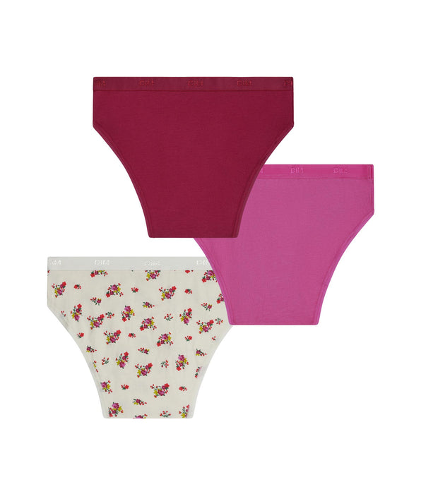 DIM Pack de 3 braguitas para niña de algodón elástico Liberty Violet Les Pockets