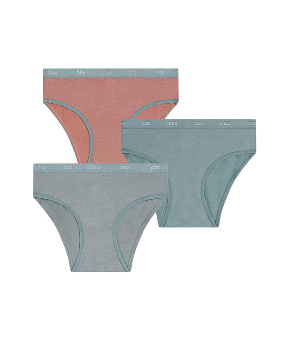 DIM Pack de 3 braguitas para niñas arcilla Les Pockets Ecodim Kids