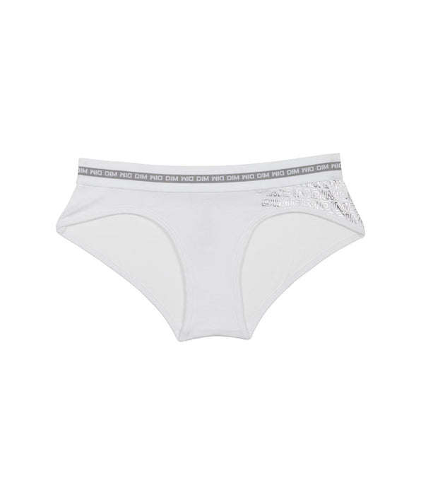 DIM Short de niña de algodón elástico blanco con estampados plateados Dim Sport